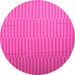 Round Machine Washable Abstract Pink Contemporary Rug, wshcon1257pnk