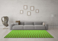Machine Washable Abstract Green Contemporary Rug, wshcon1257grn