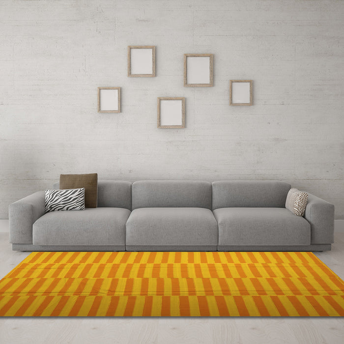 Machine Washable Abstract Yellow Contemporary Rug in a Living Room, wshcon1257yw