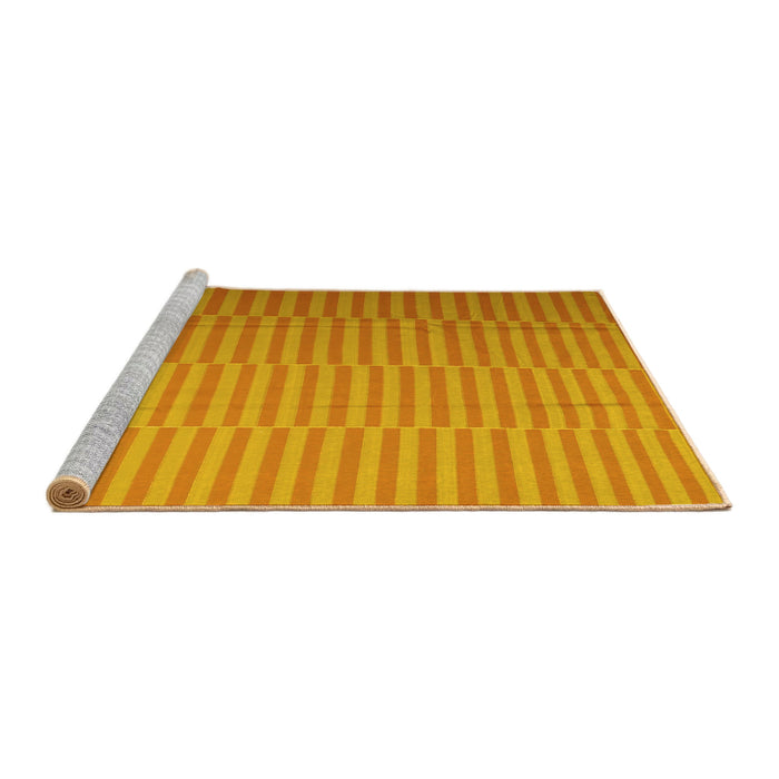 Sideview of Machine Washable Abstract Yellow Contemporary Rug, wshcon1257yw