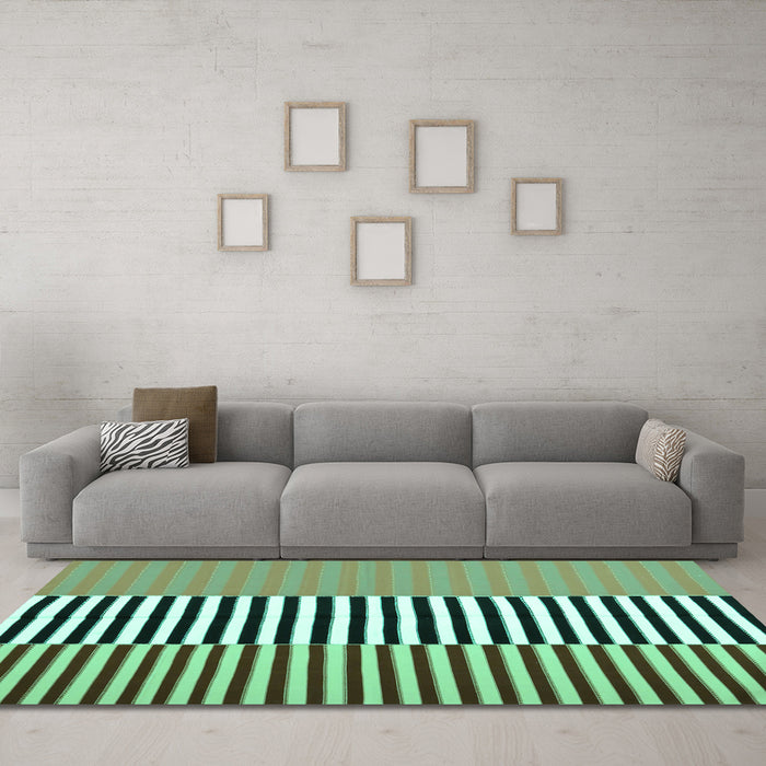 Machine Washable Abstract Turquoise Contemporary Area Rugs in a Living Room,, wshcon1258turq