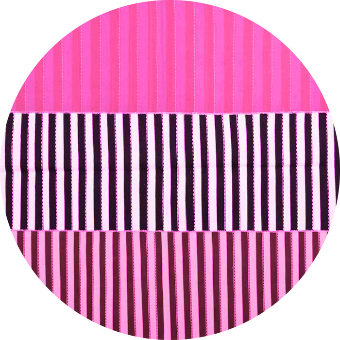 Round Machine Washable Abstract Pink Contemporary Rug, wshcon1258pnk