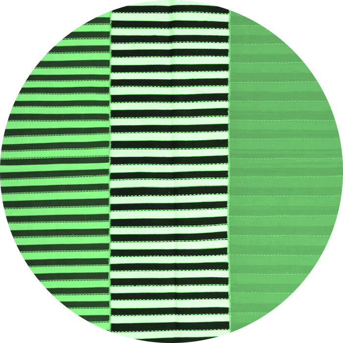 Round Machine Washable Abstract Emerald Green Contemporary Area Rugs, wshcon1258emgrn