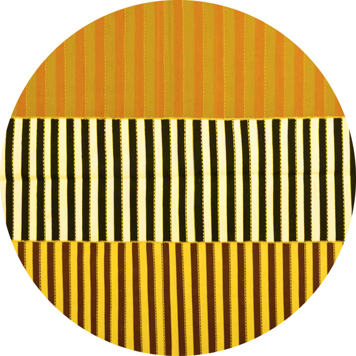 Round Machine Washable Abstract Yellow Contemporary Rug, wshcon1258yw