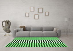 Machine Washable Abstract Emerald Green Contemporary Area Rugs in a Living Room,, wshcon1258emgrn