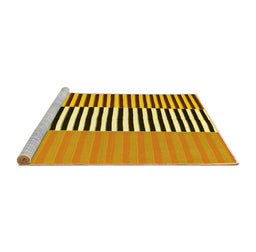 Sideview of Machine Washable Abstract Yellow Contemporary Rug, wshcon1258yw