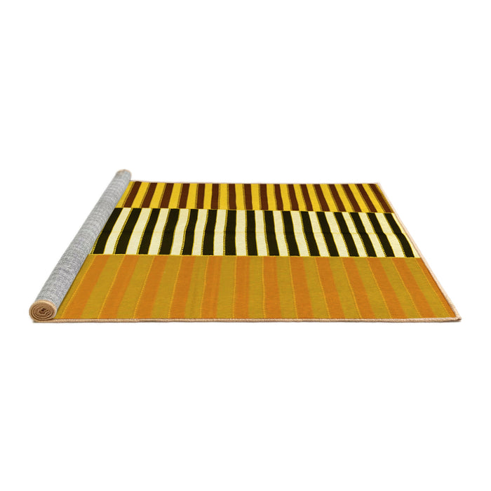 Sideview of Machine Washable Abstract Yellow Contemporary Rug, wshcon1258yw