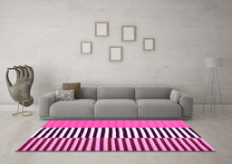 Machine Washable Abstract Pink Contemporary Rug in a Living Room, wshcon1258pnk