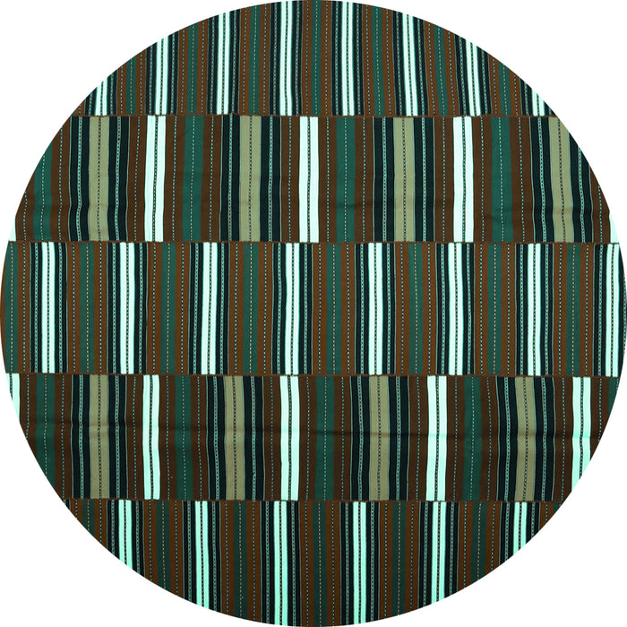 Round Machine Washable Oriental Turquoise Traditional Area Rugs, wshcon1259turq