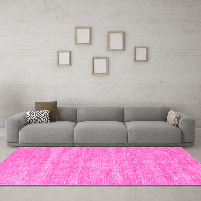 Machine Washable Solid Pink Modern Rug in a Living Room, wshcon125pnk