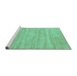 Sideview of Machine Washable Solid Turquoise Modern Area Rugs, wshcon125turq