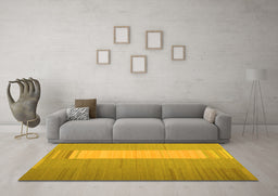Machine Washable Abstract Yellow Contemporary Rug in a Living Room, wshcon1260yw