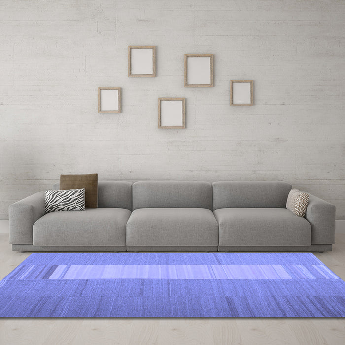 Machine Washable Abstract Blue Contemporary Rug in a Living Room, wshcon1260blu