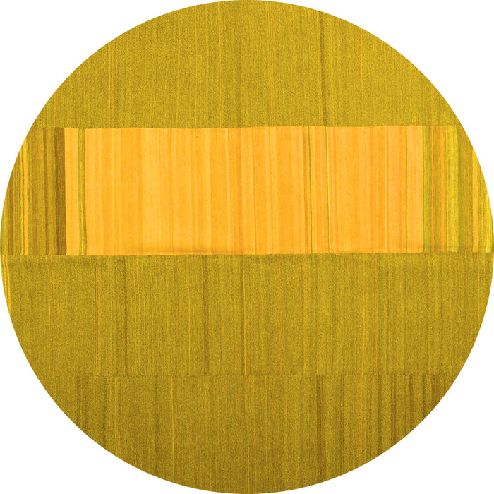Round Machine Washable Abstract Yellow Contemporary Rug, wshcon1260yw