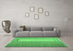 Machine Washable Abstract Emerald Green Contemporary Area Rugs in a Living Room,, wshcon1260emgrn