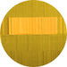 Round Abstract Yellow Contemporary Rug, con1260yw