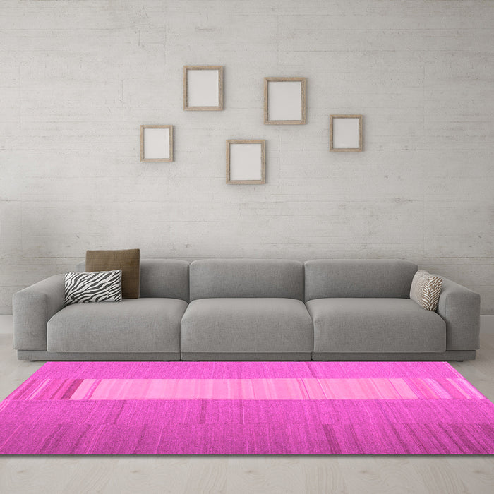 Machine Washable Abstract Pink Contemporary Rug in a Living Room, wshcon1260pnk