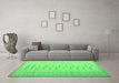 Machine Washable Abstract Emerald Green Contemporary Area Rugs in a Living Room,, wshcon1261emgrn