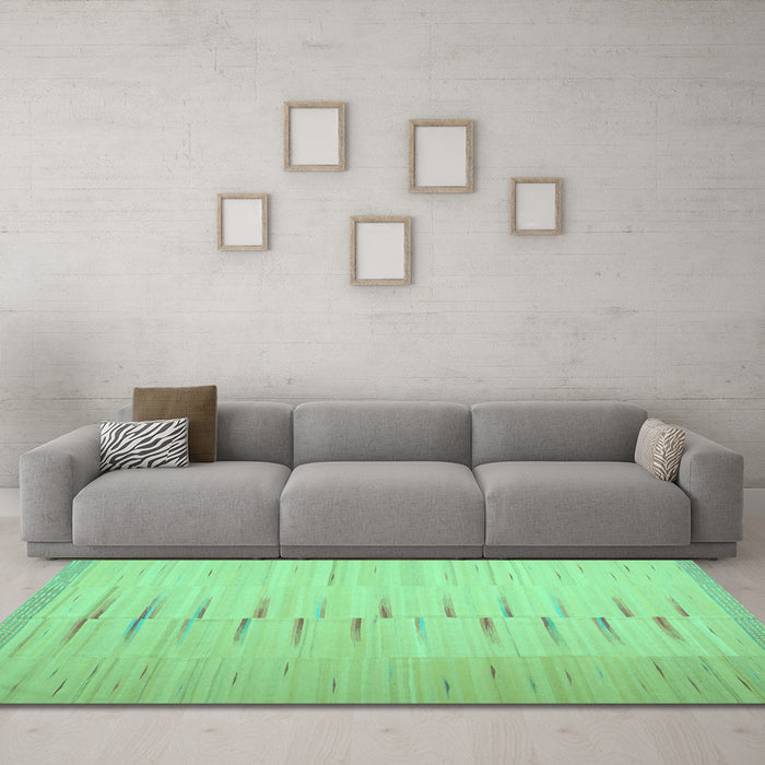 Machine Washable Abstract Turquoise Contemporary Area Rugs in a Living Room,, wshcon1261turq