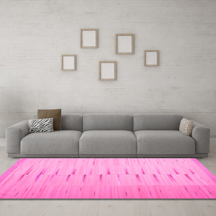 Machine Washable Abstract Pink Contemporary Rug in a Living Room, wshcon1261pnk