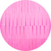 Round Machine Washable Abstract Pink Contemporary Rug, wshcon1261pnk