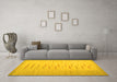 Machine Washable Abstract Yellow Contemporary Rug in a Living Room, wshcon1261yw