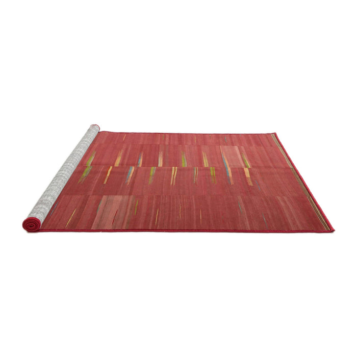 Serging Thickness of Machine Washable Contemporary Ruby Red Rug, wshcon1262