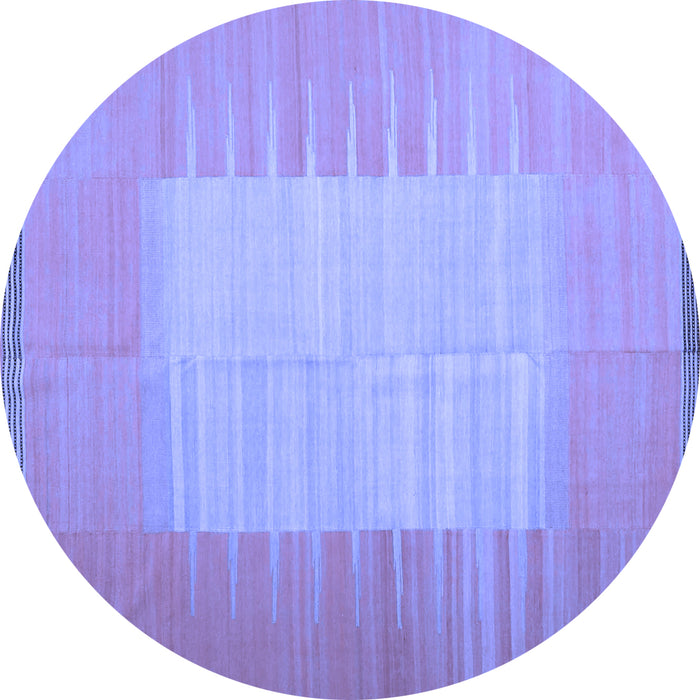 Round Abstract Blue Contemporary Rug, con1263blu