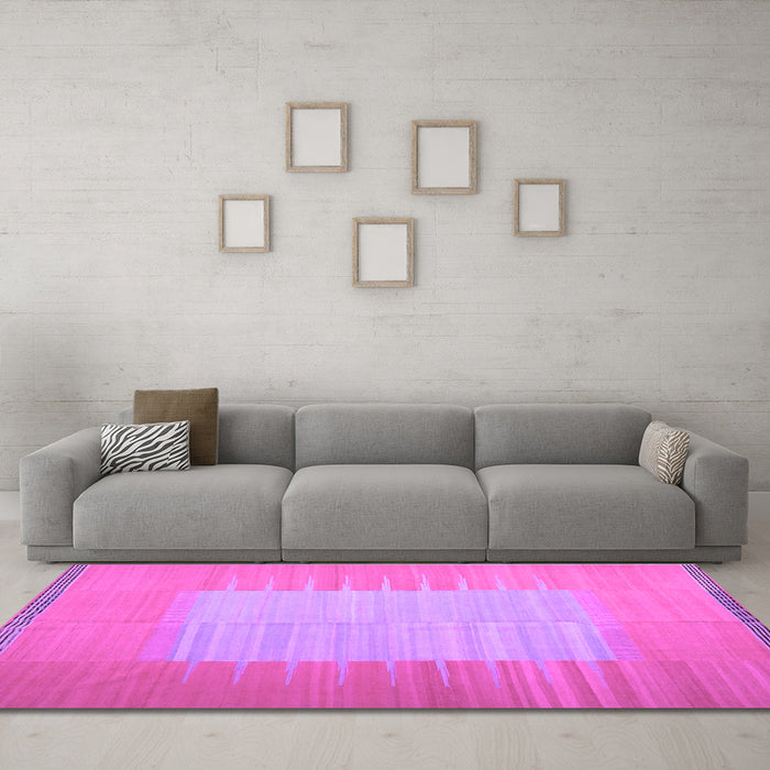 Machine Washable Abstract Purple Contemporary Area Rugs in a Living Room, wshcon1263pur