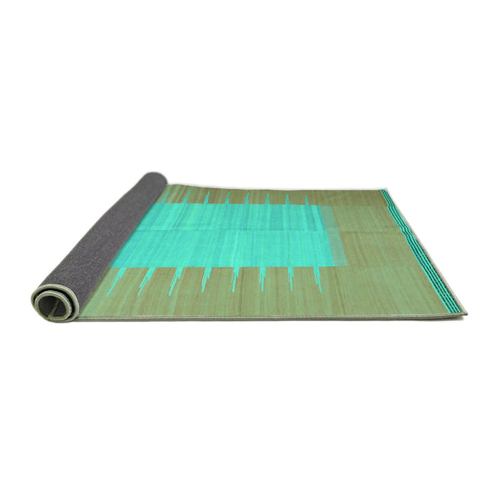 Sideview of Abstract Turquoise Contemporary Rug, con1263turq