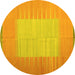 Round Machine Washable Abstract Yellow Contemporary Rug, wshcon1263yw