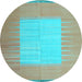 Round Abstract Light Blue Contemporary Rug, con1263lblu