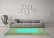 Machine Washable Abstract Turquoise Contemporary Area Rugs in a Living Room,, wshcon1263turq