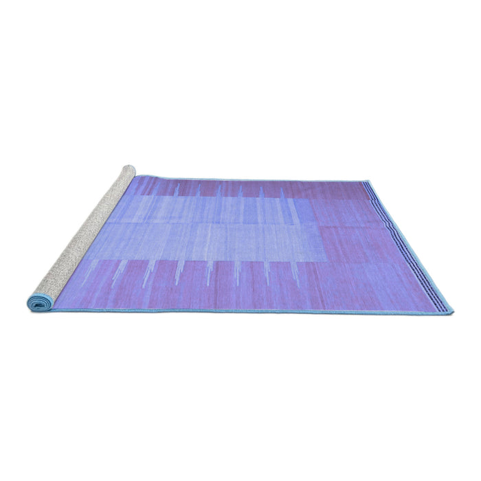 Sideview of Machine Washable Abstract Blue Contemporary Rug, wshcon1263blu