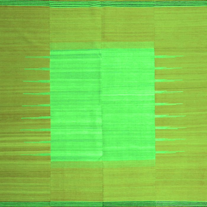 Serging Thickness of Abstract Green Contemporary Rug, con1263grn