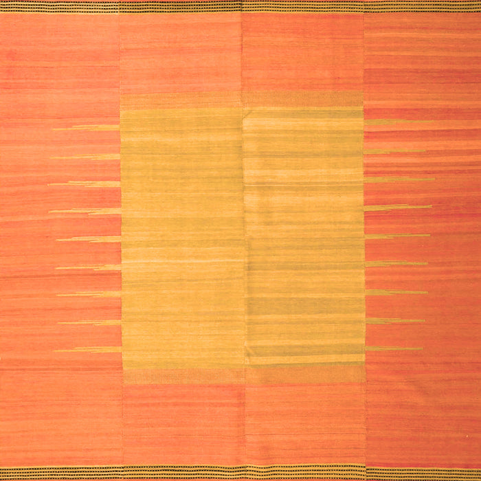 Round Machine Washable Abstract Orange Contemporary Area Rugs, wshcon1263org