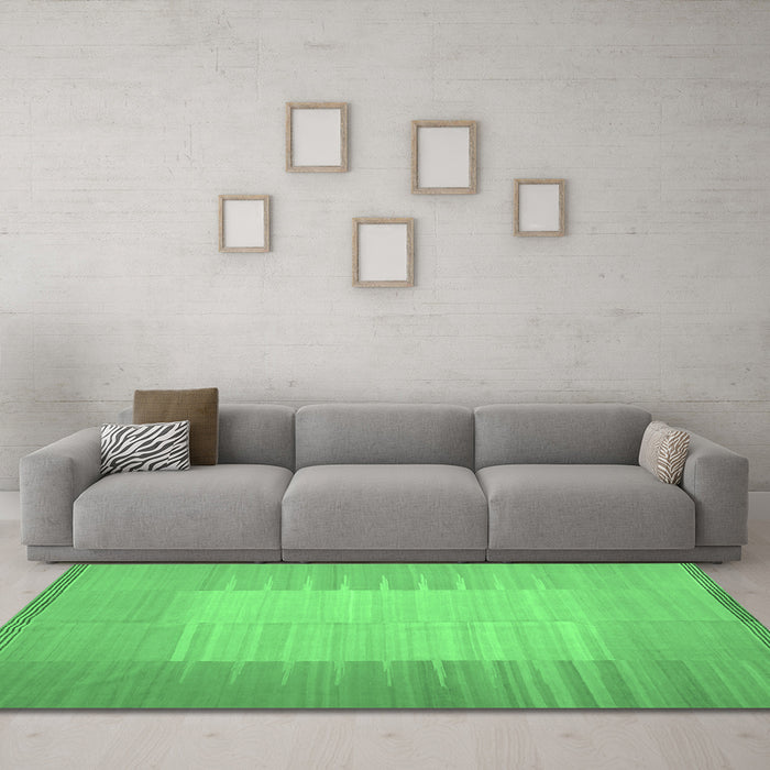 Machine Washable Abstract Emerald Green Contemporary Area Rugs in a Living Room,, wshcon1263emgrn
