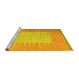 Sideview of Machine Washable Abstract Yellow Contemporary Rug, wshcon1263yw
