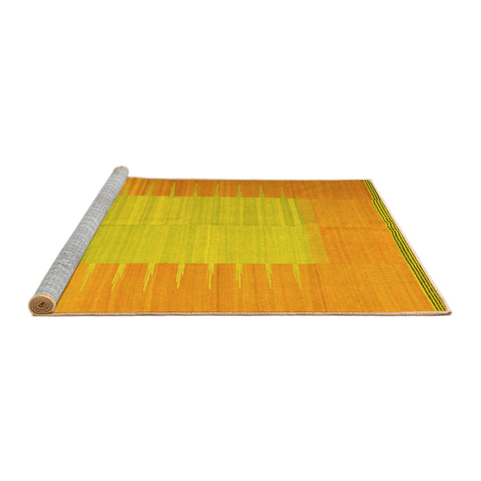 Sideview of Machine Washable Abstract Yellow Contemporary Rug, wshcon1263yw