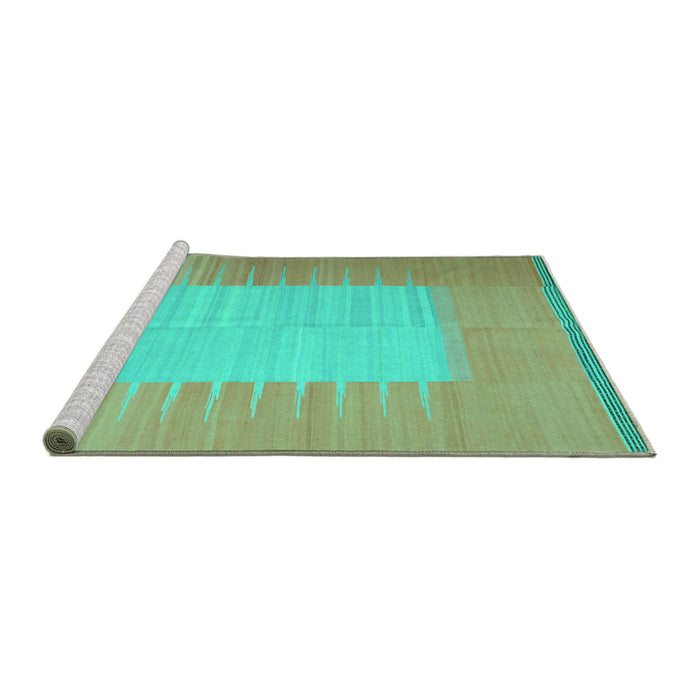 Sideview of Machine Washable Abstract Turquoise Contemporary Area Rugs, wshcon1263turq