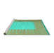 Sideview of Machine Washable Abstract Turquoise Contemporary Area Rugs, wshcon1263turq