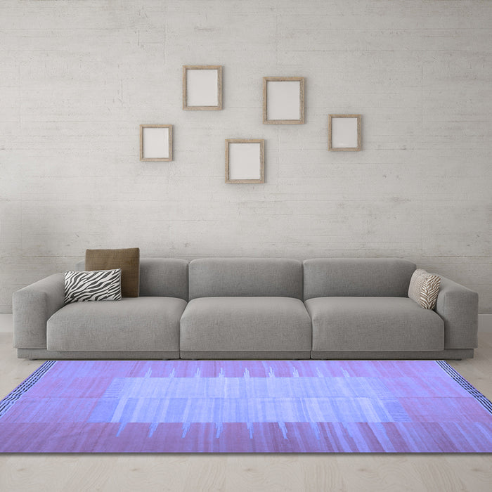 Machine Washable Abstract Blue Contemporary Rug in a Living Room, wshcon1263blu