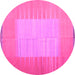 Round Abstract Pink Contemporary Rug, con1263pnk