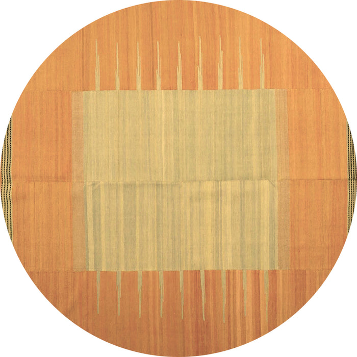 Round Abstract Brown Contemporary Rug, con1263brn