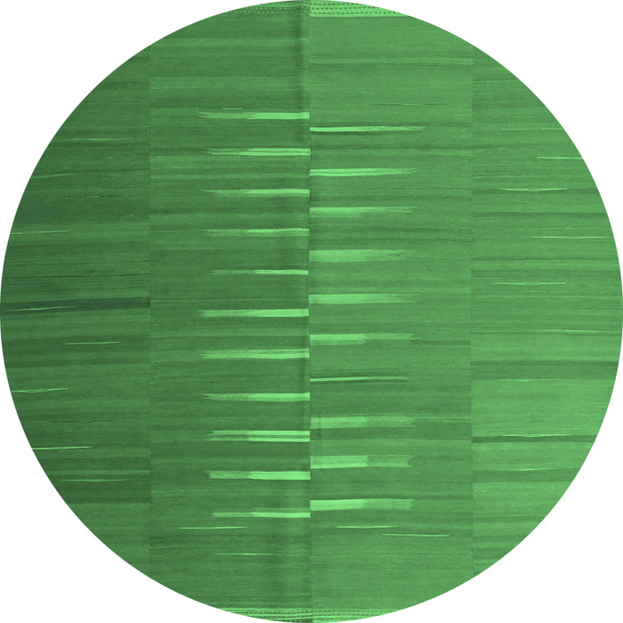 Round Machine Washable Oriental Emerald Green Traditional Area Rugs, wshcon1264emgrn