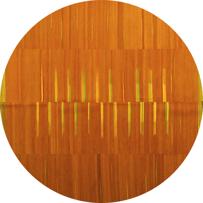 Round Machine Washable Oriental Yellow Traditional Rug, wshcon1264yw