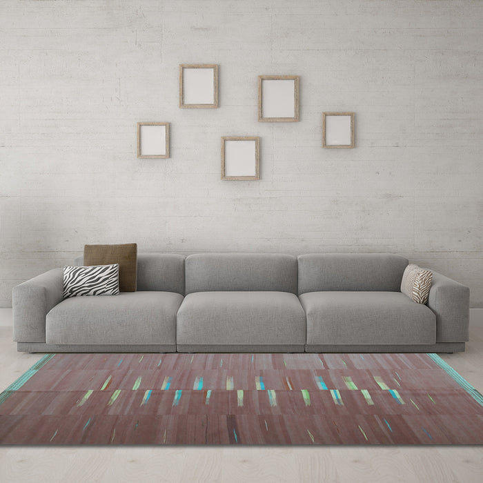 Machine Washable Oriental Light Blue Traditional Rug in a Living Room, wshcon1264lblu