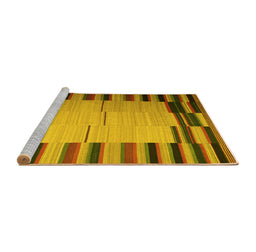 Sideview of Machine Washable Abstract Yellow Contemporary Rug, wshcon1265yw