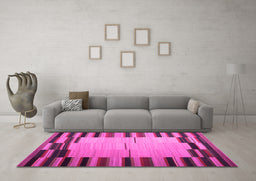 Machine Washable Abstract Pink Contemporary Rug in a Living Room, wshcon1265pnk