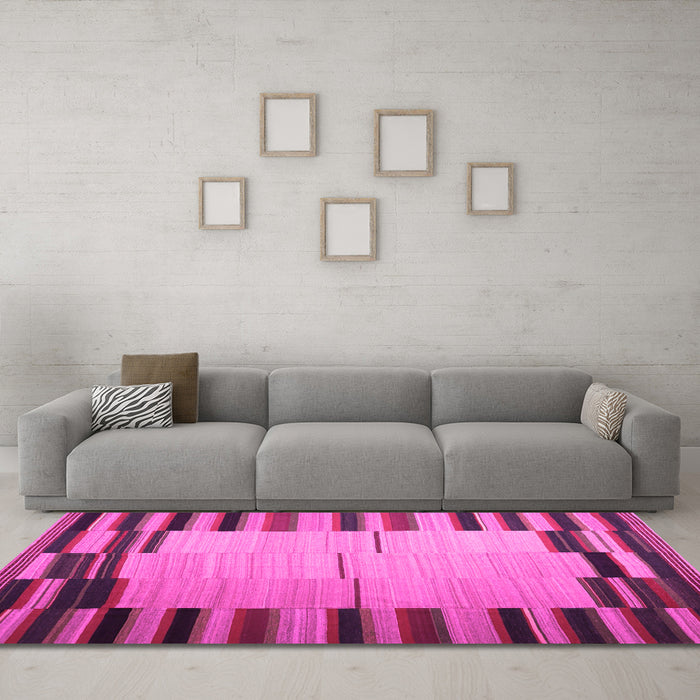 Machine Washable Abstract Pink Contemporary Rug in a Living Room, wshcon1265pnk